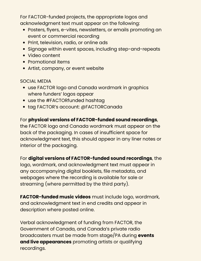 FACTOR Logo and Acknowledgment Guide — page 6