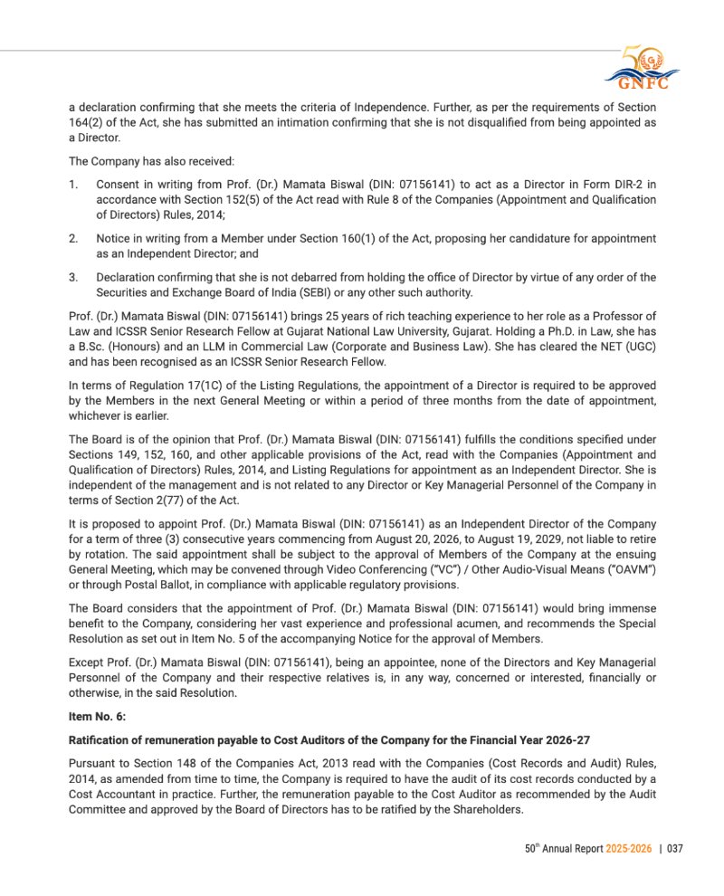 GNFC Annual Report 2025-26 — page 61
