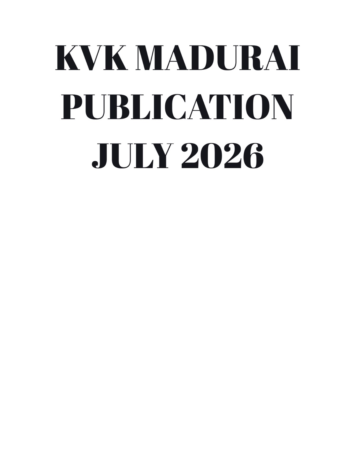 KVK MADURAI JULY PUBLICATION