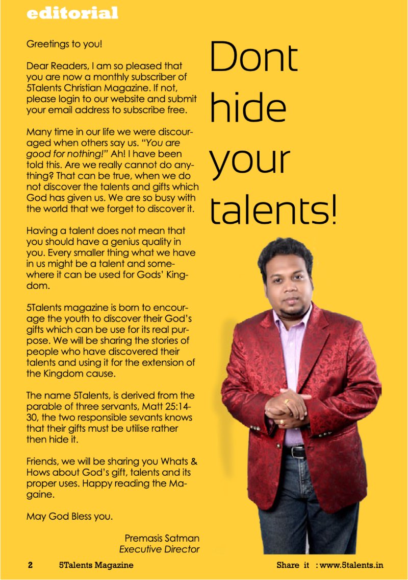 5Talents Magazine – Issue 1, July 2012 — page 2