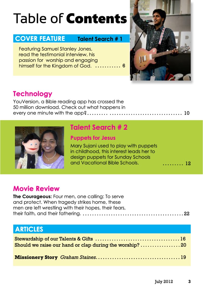 5Talents Magazine – Issue 1, July 2012 — page 3
