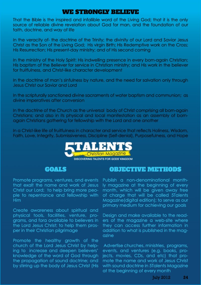 5Talents Magazine – Issue 1, July 2012 — page 24