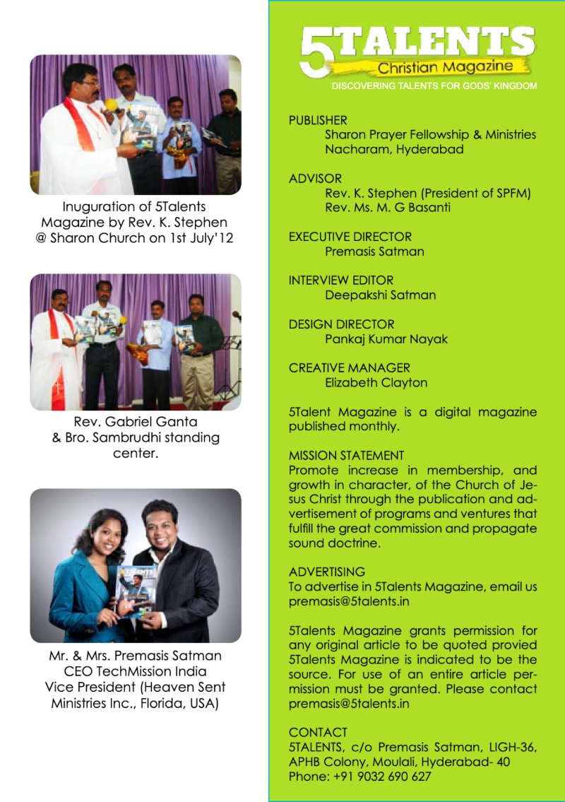 5Talents Magazine – Issue 1, July 2012 — page 5
