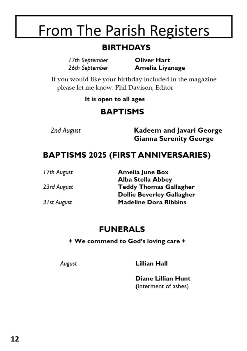 St Mary the Blesssed Virgin Magazine September 2026 — page 12