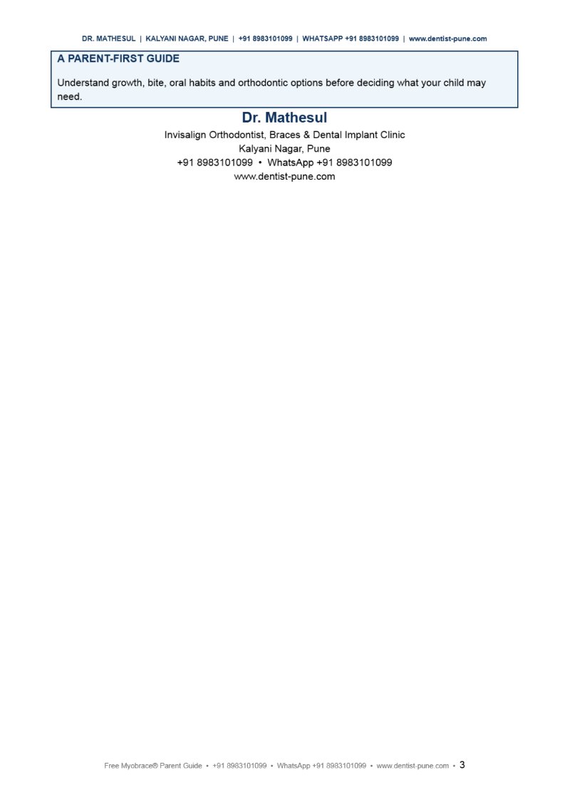 FREE MYOBRACE® PARENT GUIDE Dr Aashish Mathesul — page 3
