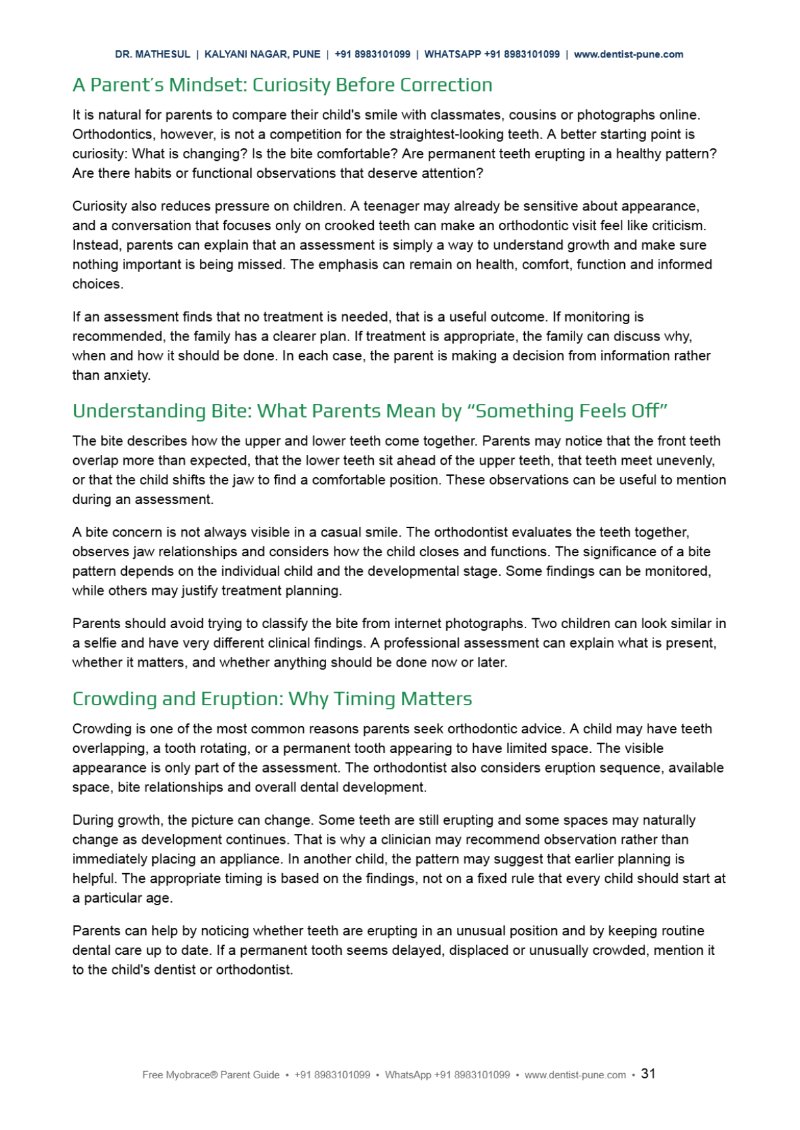 FREE MYOBRACE® PARENT GUIDE Dr Aashish Mathesul — page 31