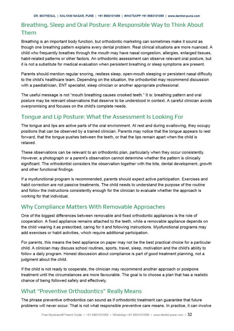 FREE MYOBRACE® PARENT GUIDE Dr Aashish Mathesul — page 32