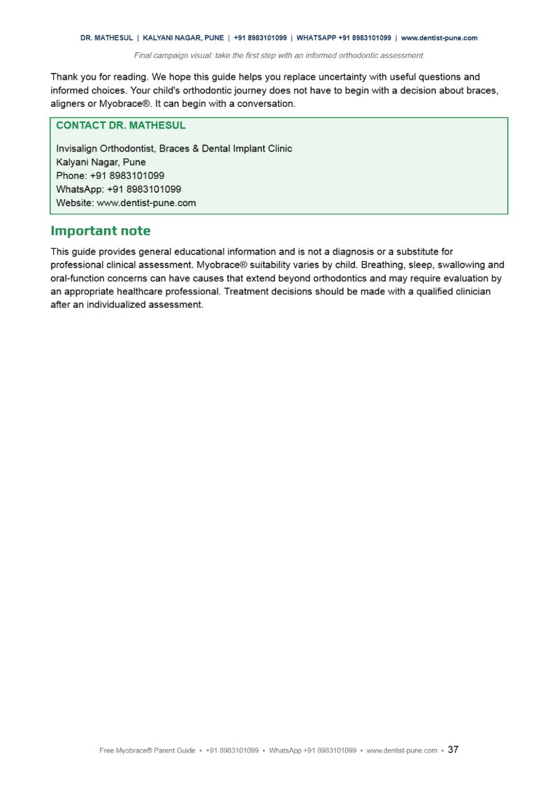 FREE MYOBRACE® PARENT GUIDE Dr Aashish Mathesul — page 37