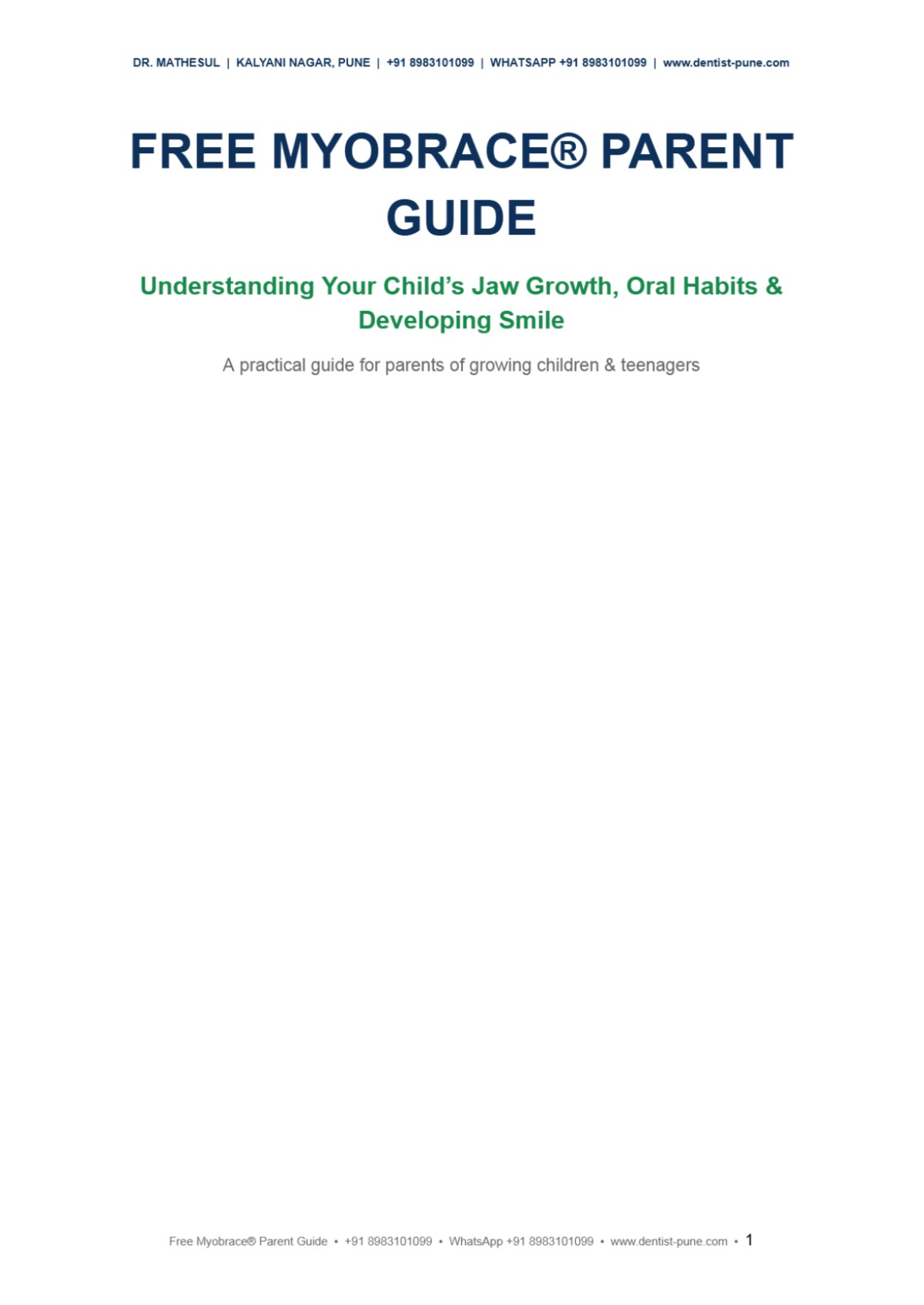 FREE MYOBRACE® PARENT GUIDE Dr Aashish Mathesul