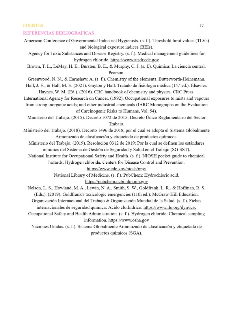 HCL ACIDO CLORHIDRICO — page 17