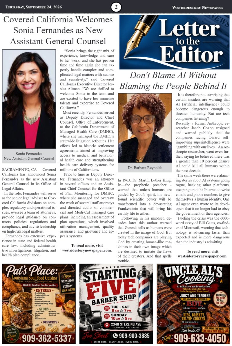 Thursday, September 24 | Volume 40 No 28 — page 2