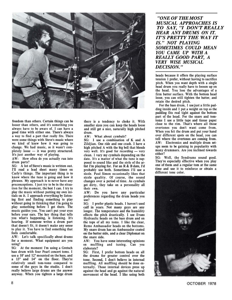 October 1978 - Modern Drummer - Steve Gadd — page 5