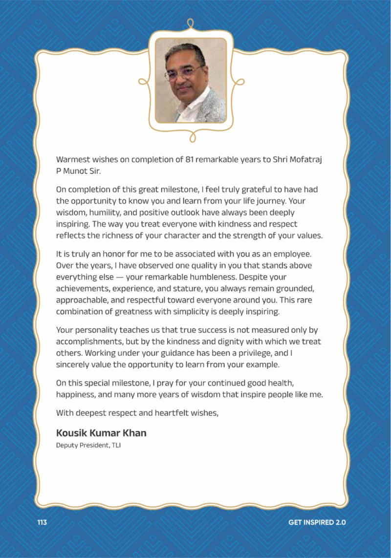 A Legacy still Unfolding - Mofatraj P Munot — page 115