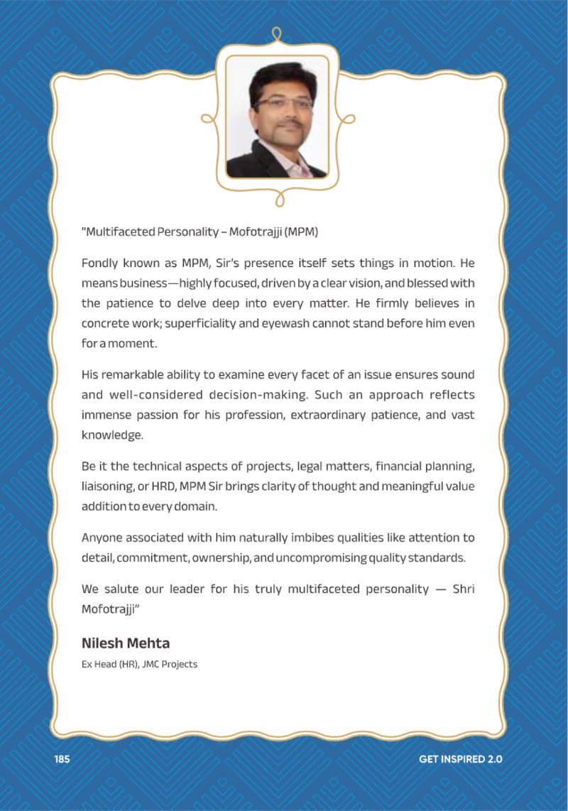 A Legacy still Unfolding - Mofatraj P Munot — page 187
