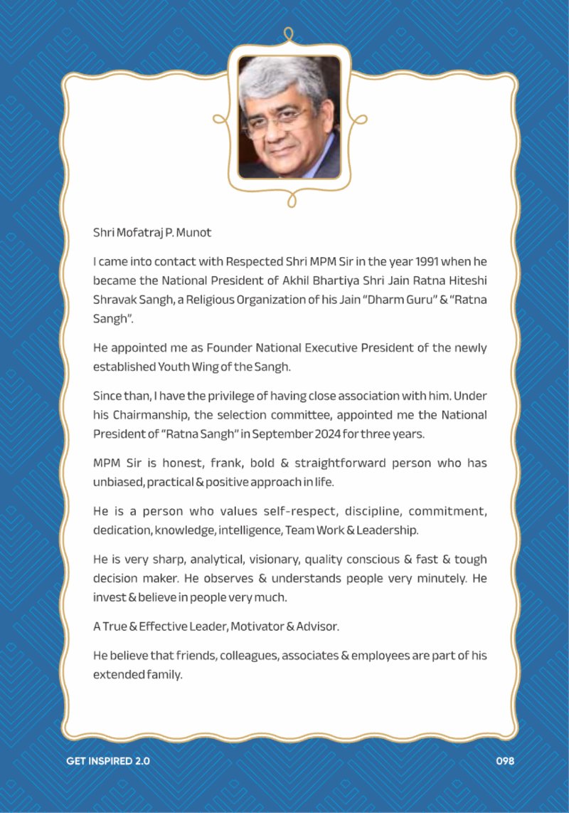 A Legacy still Unfolding - Mofatraj P Munot — page 100