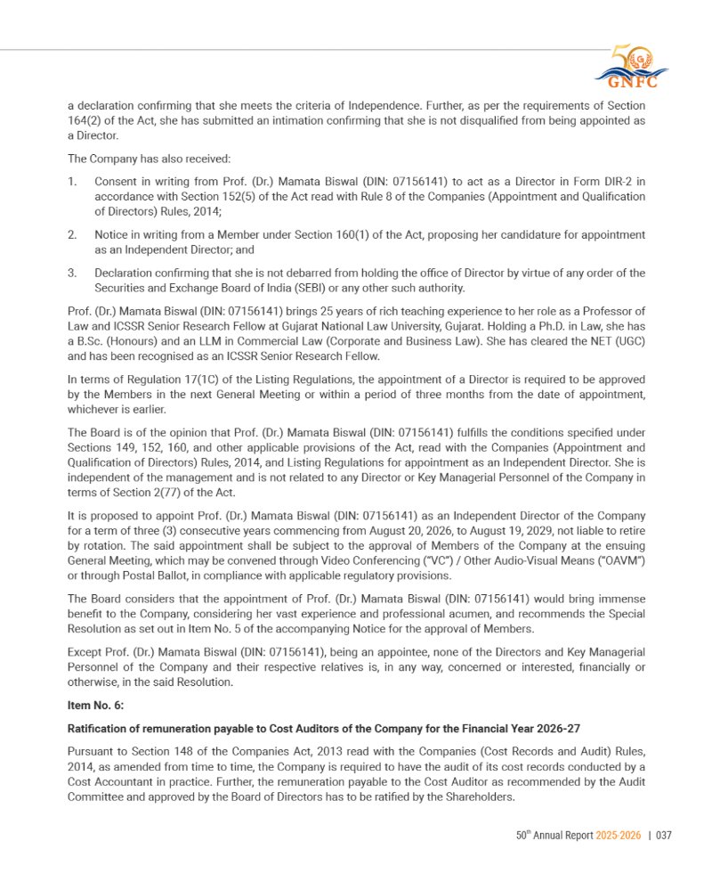 GNFC Annual Report 2025-26 — page 61