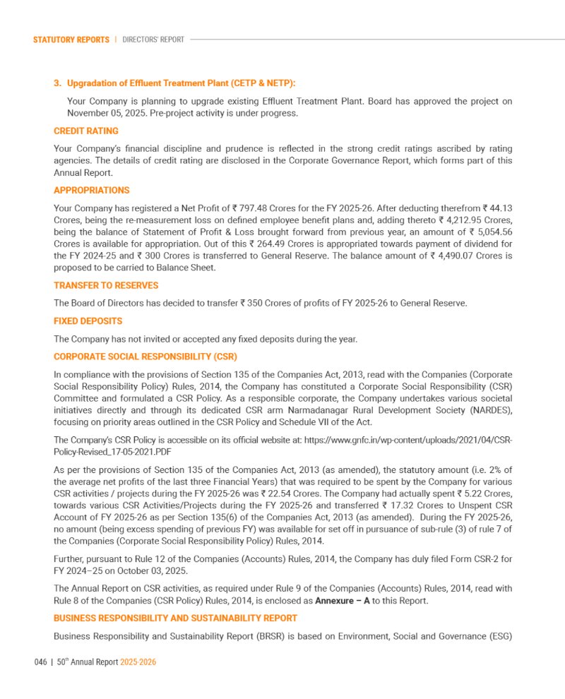 GNFC Annual Report 2025-26 — page 70