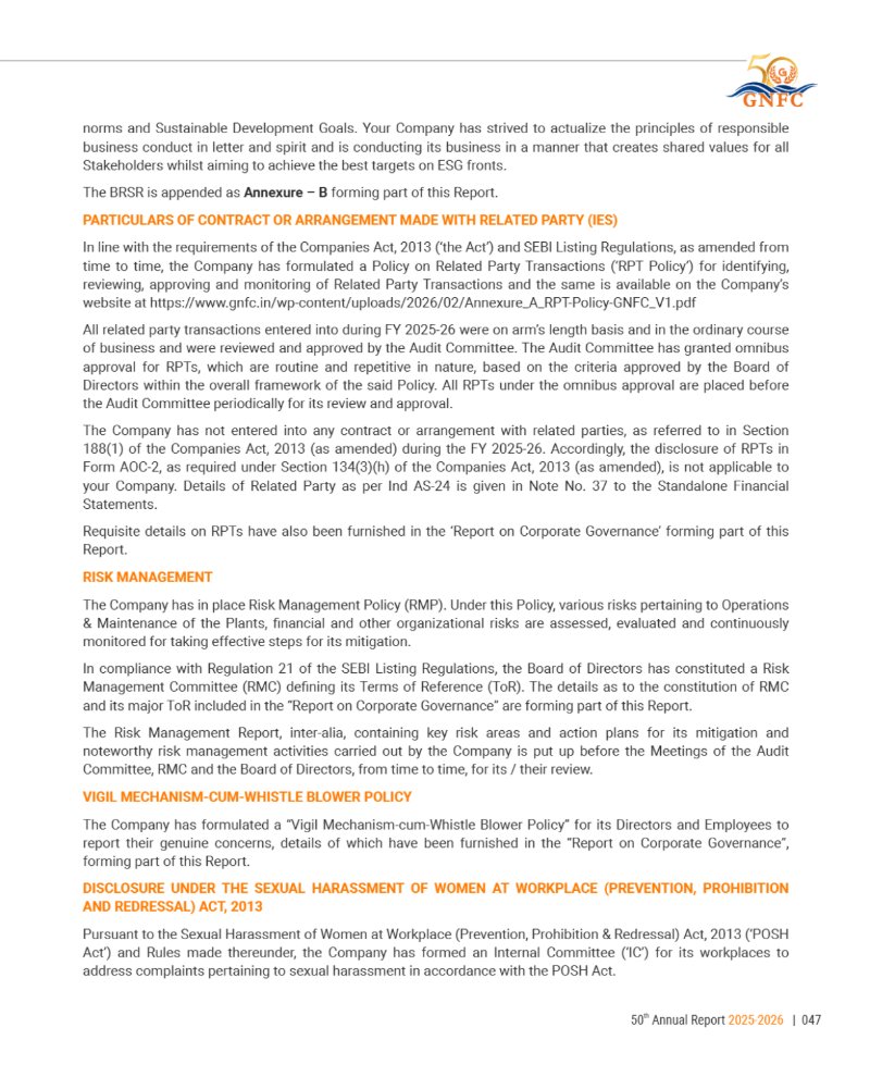 GNFC Annual Report 2025-26 — page 71