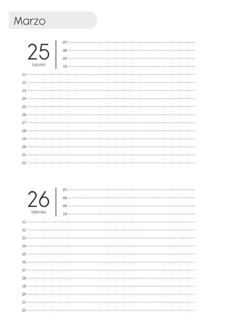 AGENDA DOS DIAS HORIZONTAL — page 70