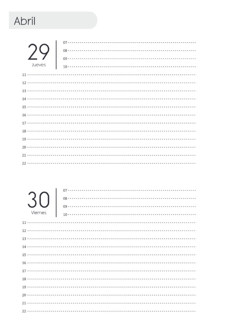 AGENDA DOS DIAS HORIZONTAL — page 94