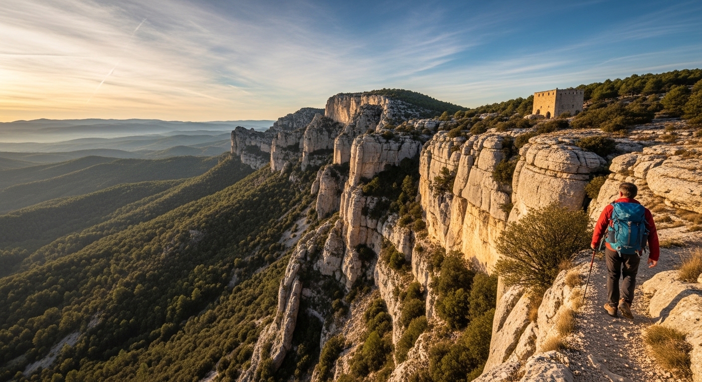 Le sentier Cathare GR: hikers and trail scenery