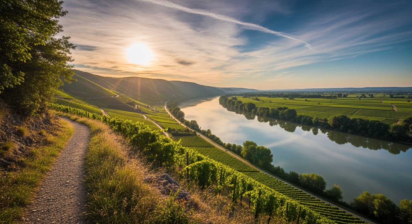 La Voie Bleue®: hikers and trail scenery