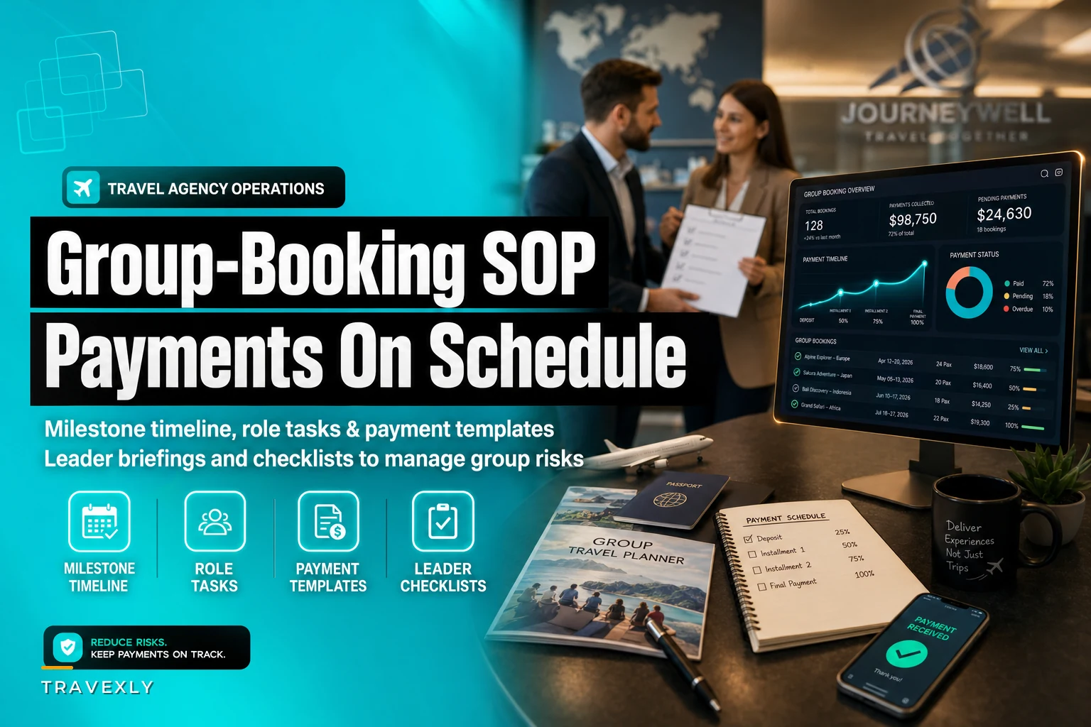 A group-booking SOP that keeps leaders informed and payments on schedule