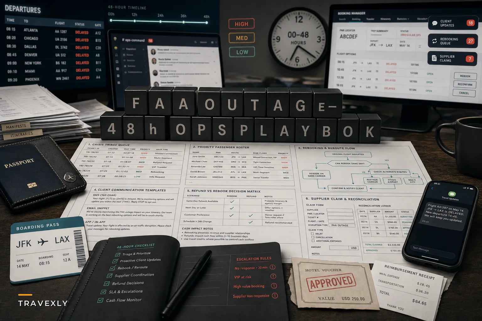 After the FAA Outage: A 48‑Hour Ops Playbook for Travel Agencies to Manage Mass Delays, Rebookings and Client Communications