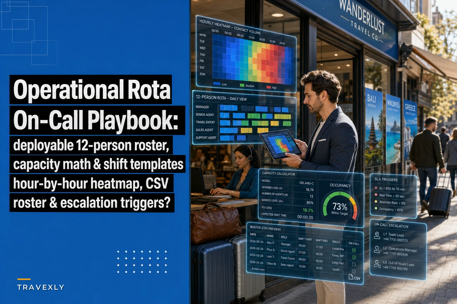 Operational Rota & On‑Call Playbook for a 12‑Person Travel Agency (ready‑to‑deploy roster, capacity math & templates)