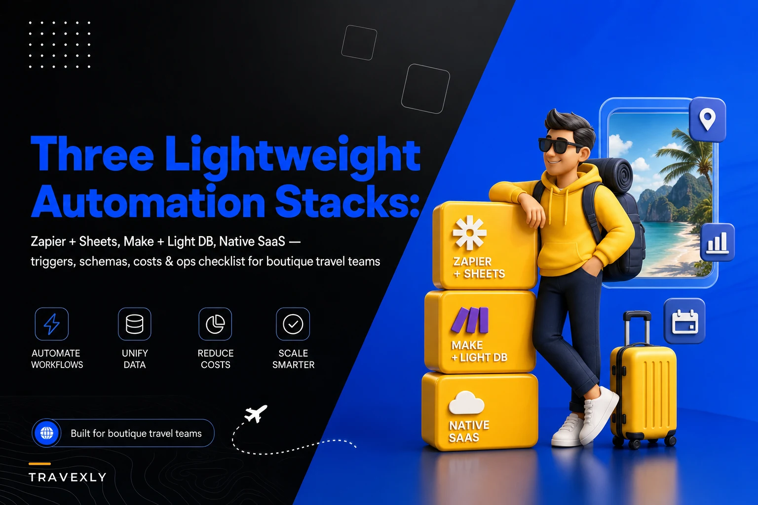 Three Lightweight Automation Stacks for Small Travel Agencies (Zapier + Sheets, Make + Lightweight DB, Native Travel SaaS) — Step‑by‑Step Flows, Costs, Schema & Ops Playbook