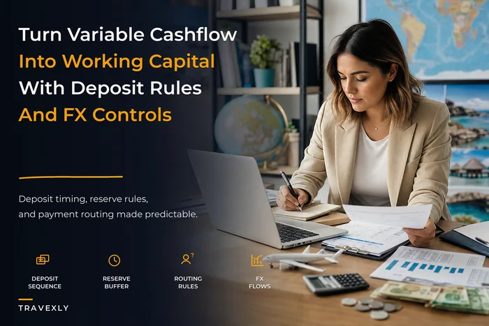Turn variable cashflow into predictable working capital: operational rules, deposit sequencing and FX playbooks for travel agencies