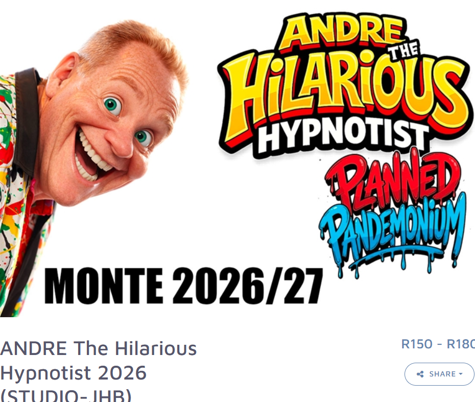 ANDRE The Hilarious Hypnotist 2026, an event in Johannesburg, South Africa