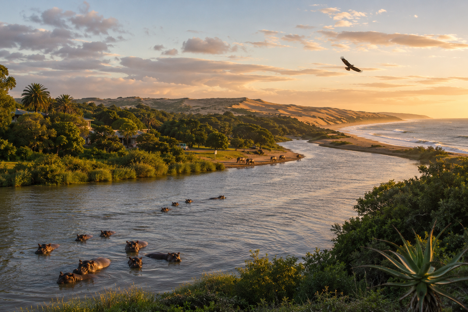 A view of St Lucia, a town in the KwaZulu-Natal province