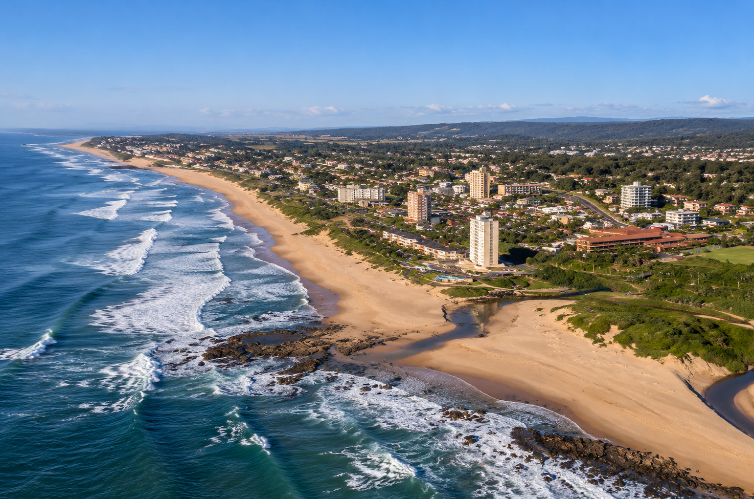 A view of Amanzimtoti, a town in the KwaZulu-Natal province