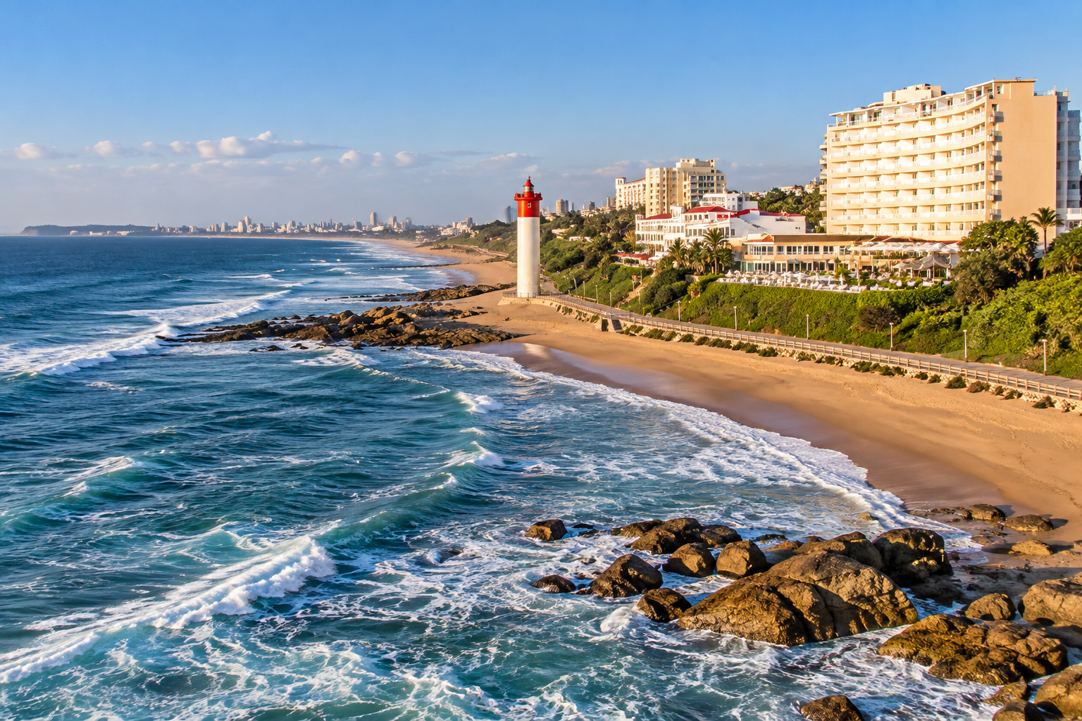 A view of Umhlanga Rocks, a town in the KwaZulu-Natal province