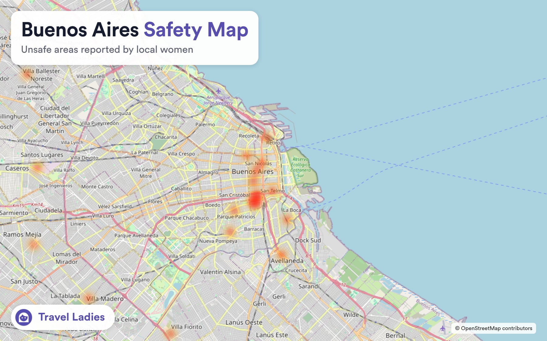 Buenos Aires safety map: unsafe areas reported by local women