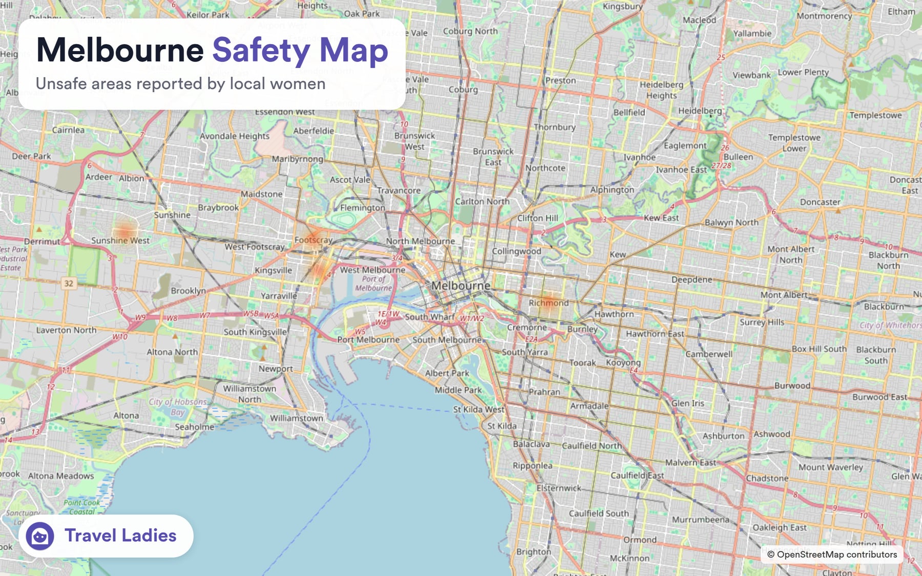 Melbourne safety map: unsafe areas reported by local women
