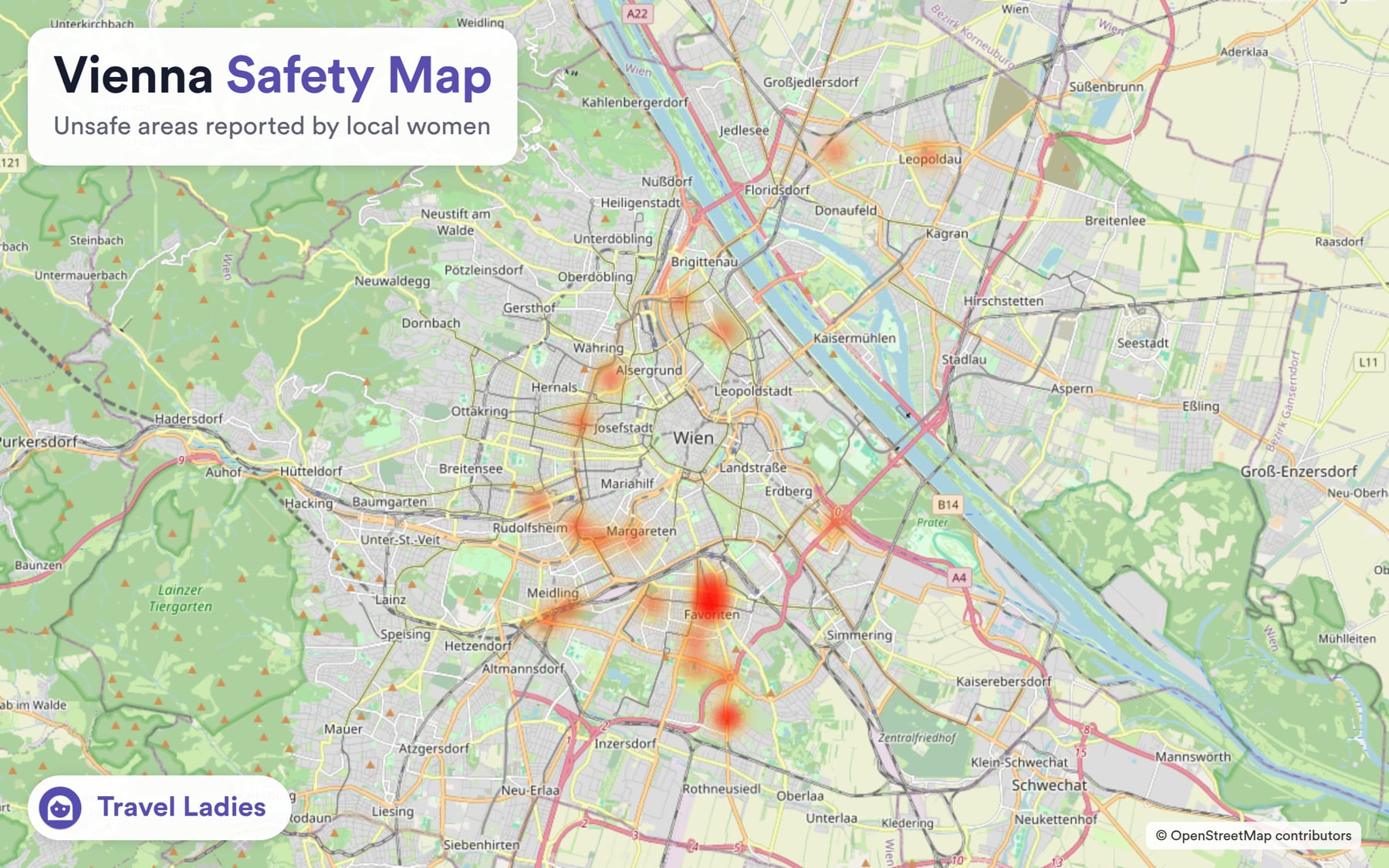 Vienna safety map: unsafe areas reported by local women