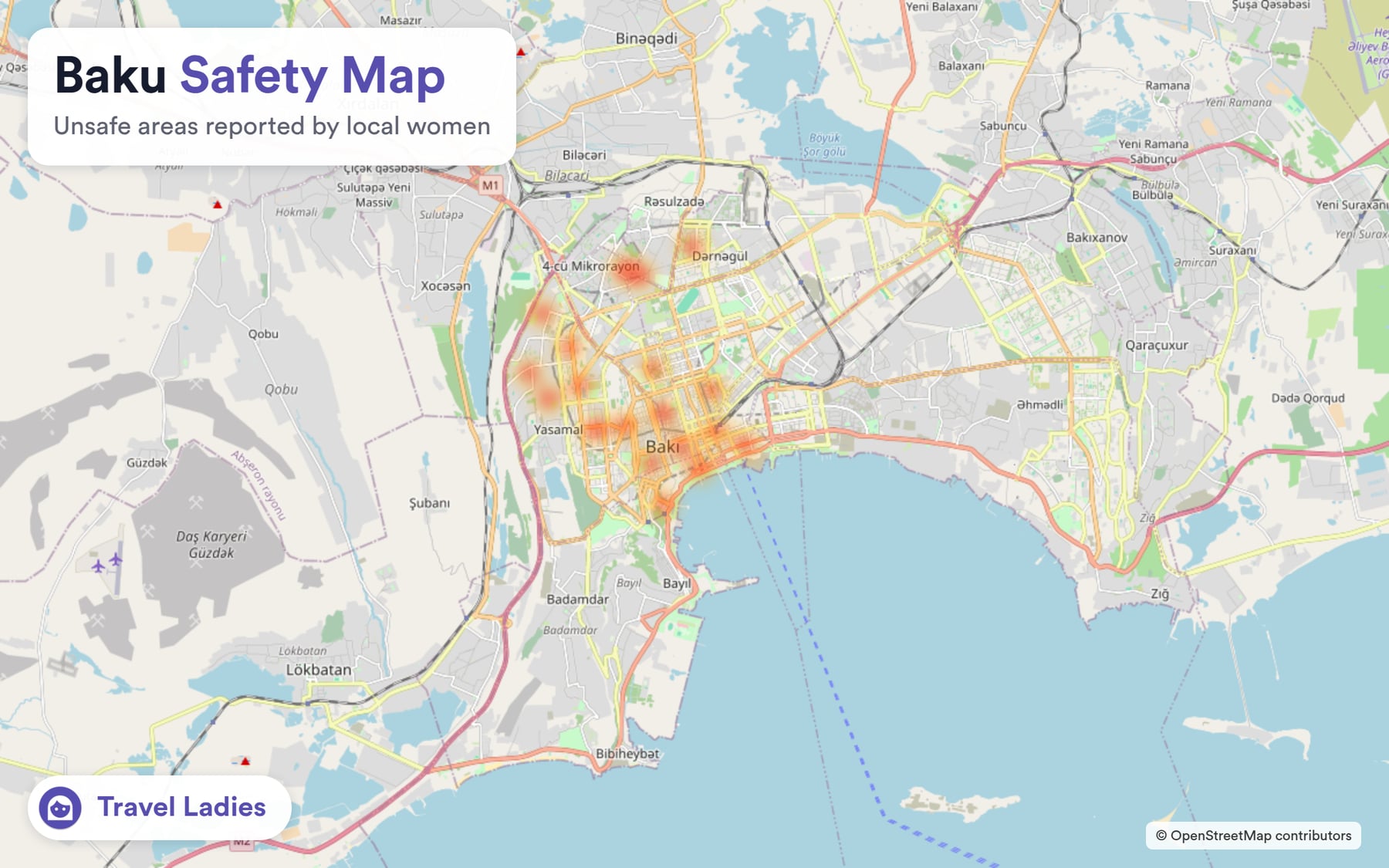 Baku safety map: unsafe areas reported by local women