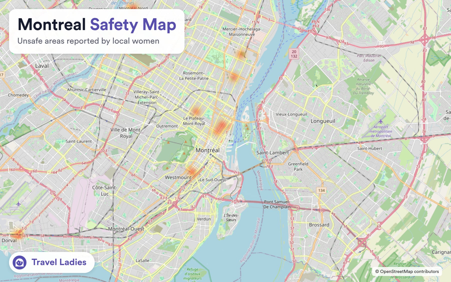 Montreal safety map: unsafe areas reported by local women