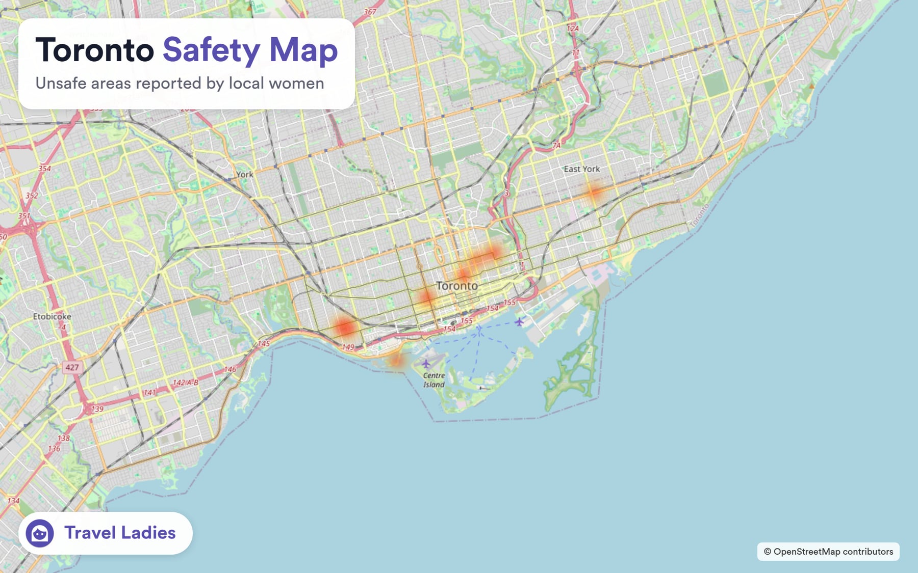 Toronto safety map: unsafe areas reported by local women