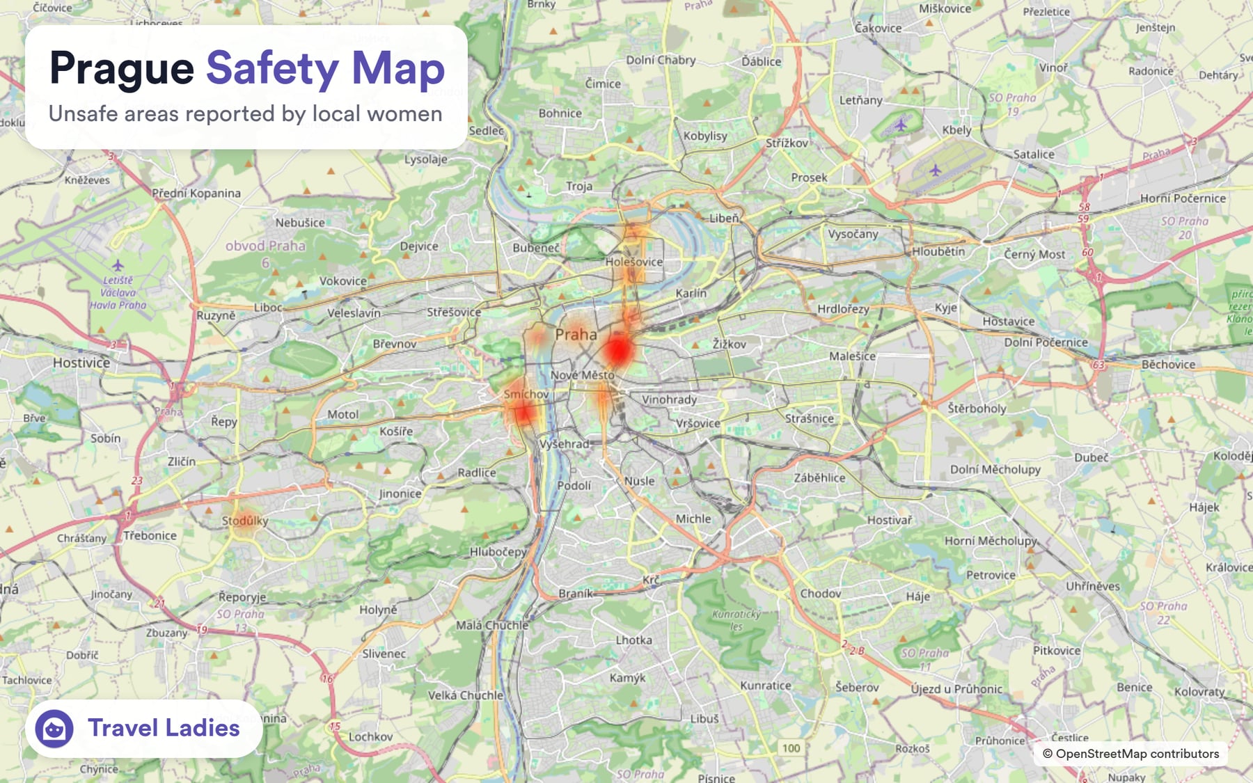 Prague safety map: unsafe areas reported by local women