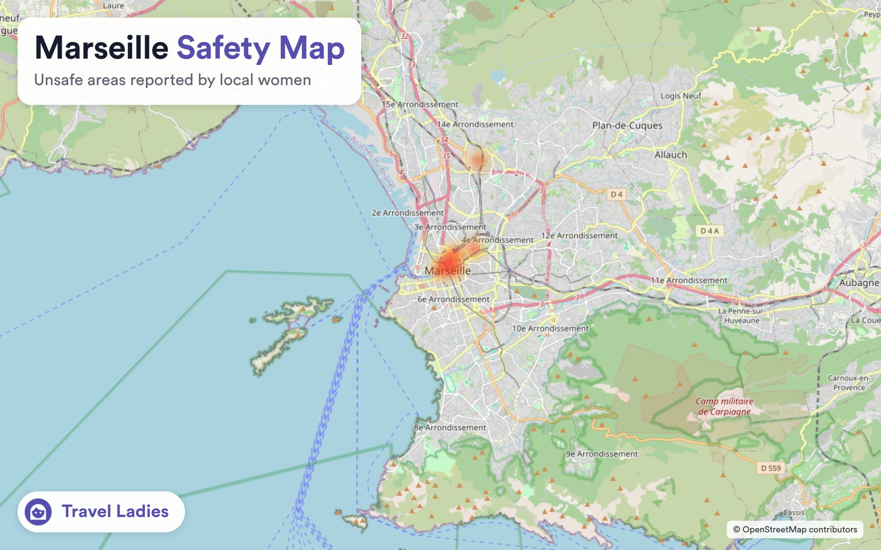 Marseille safety map: unsafe areas reported by local women