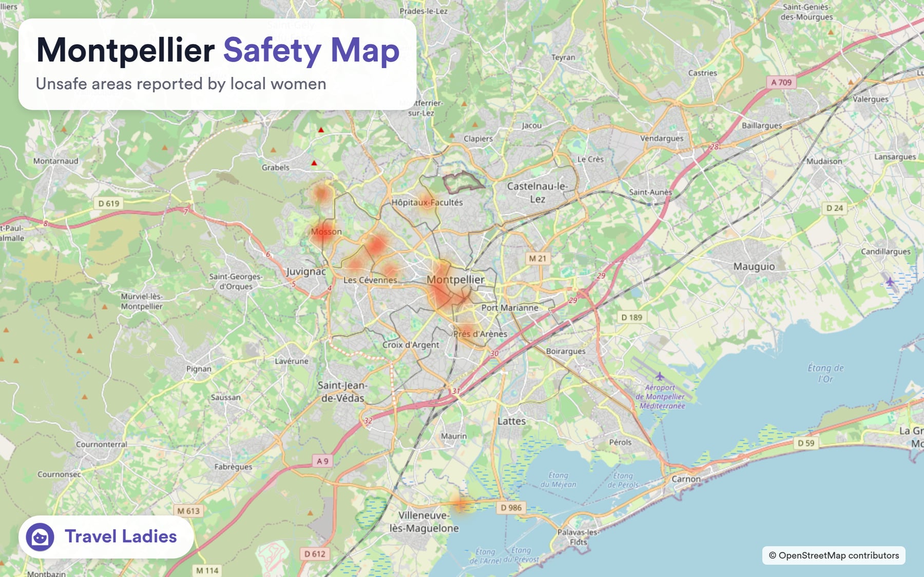 Montpellier safety map: unsafe areas reported by local women