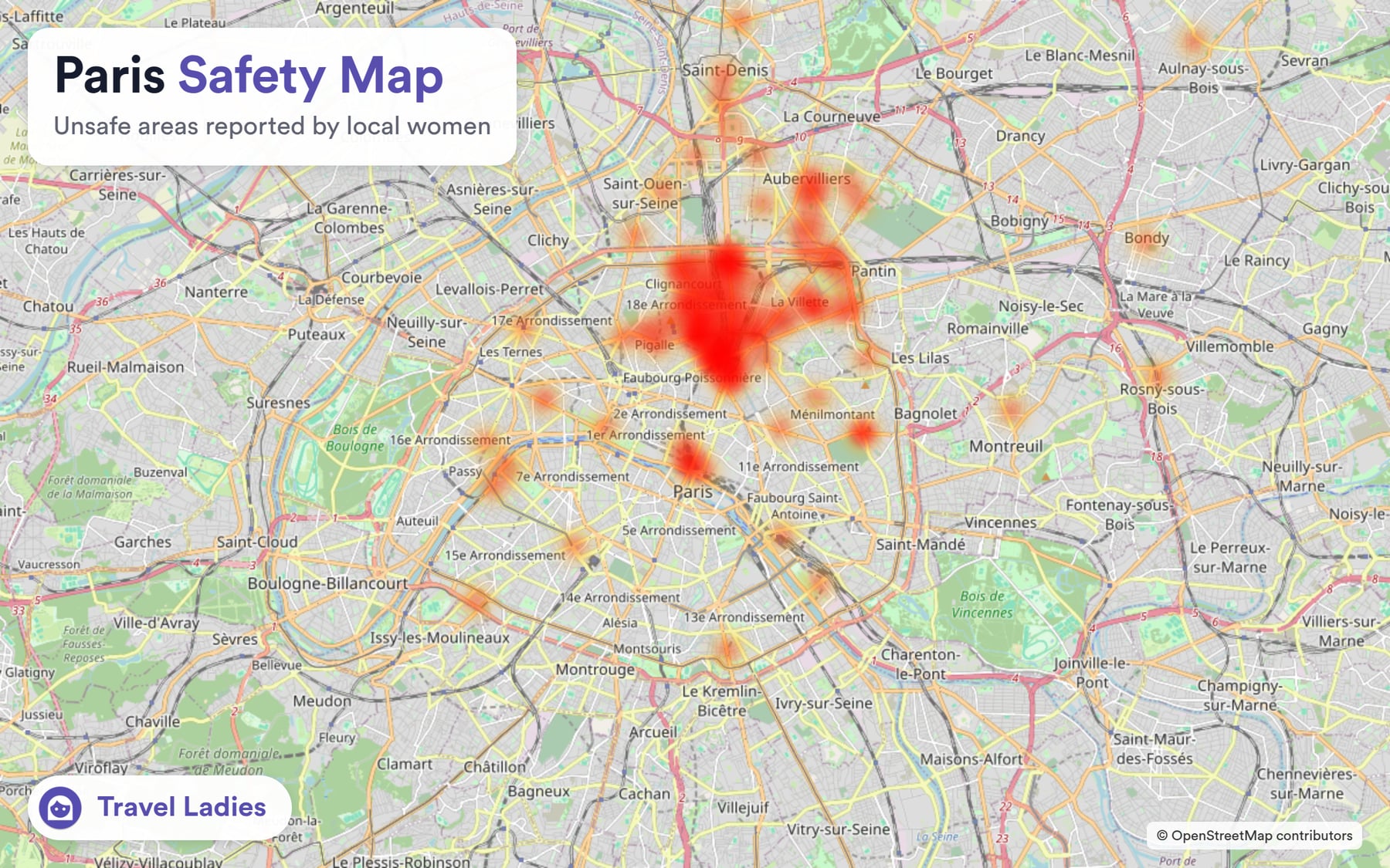 Paris safety map: unsafe areas reported by local women