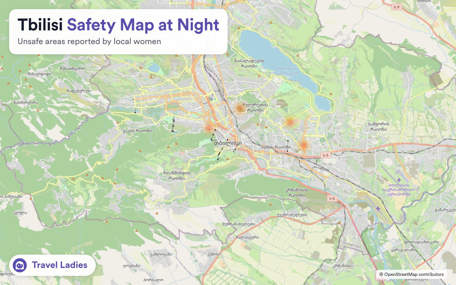 Tbilisi safety map at night: unsafe areas reported by local women