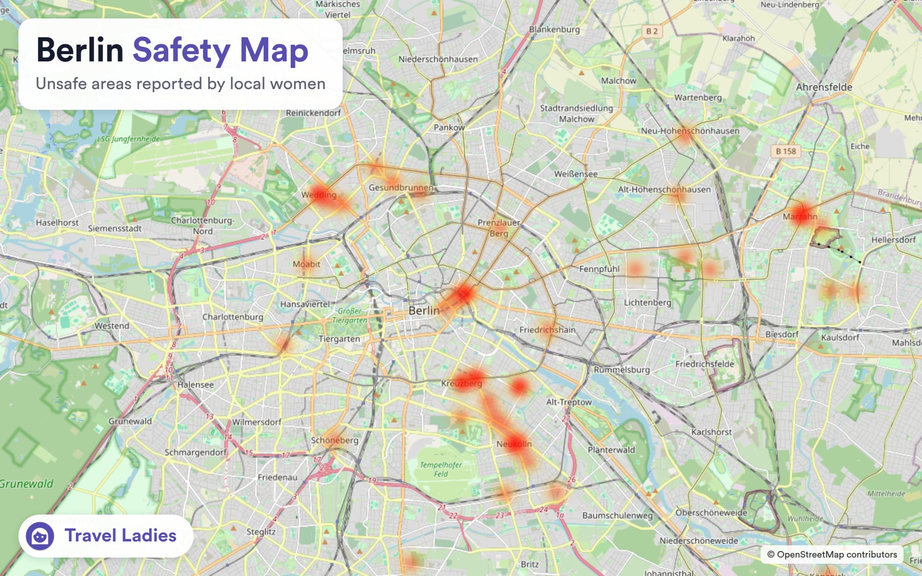 Berlin safety map: unsafe areas reported by local women