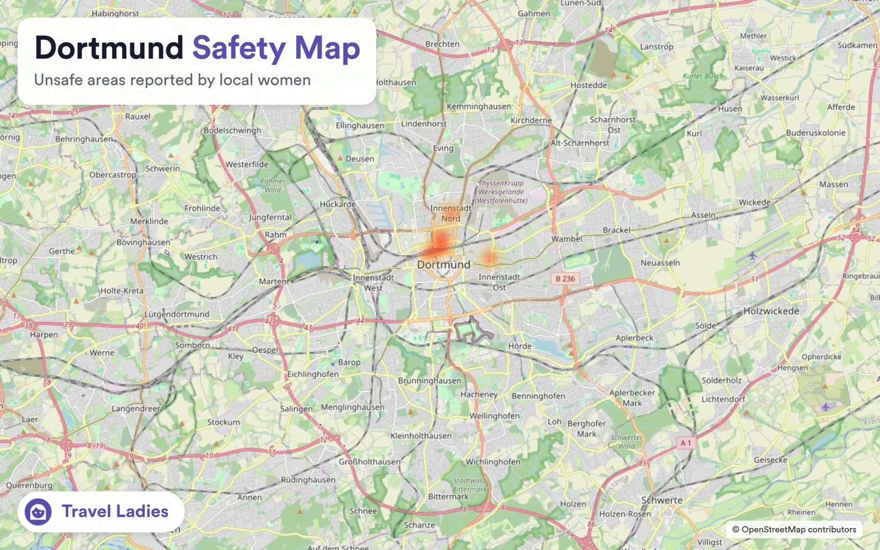Dortmund safety map: unsafe areas reported by local women