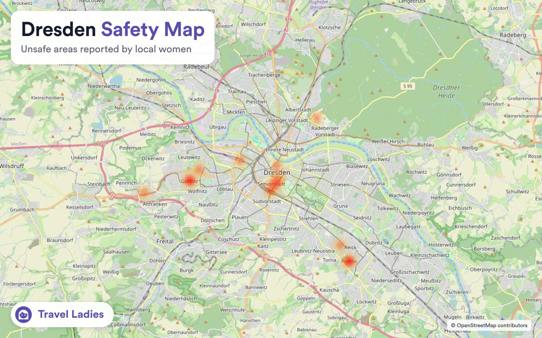 Dresden safety map: unsafe areas reported by local women