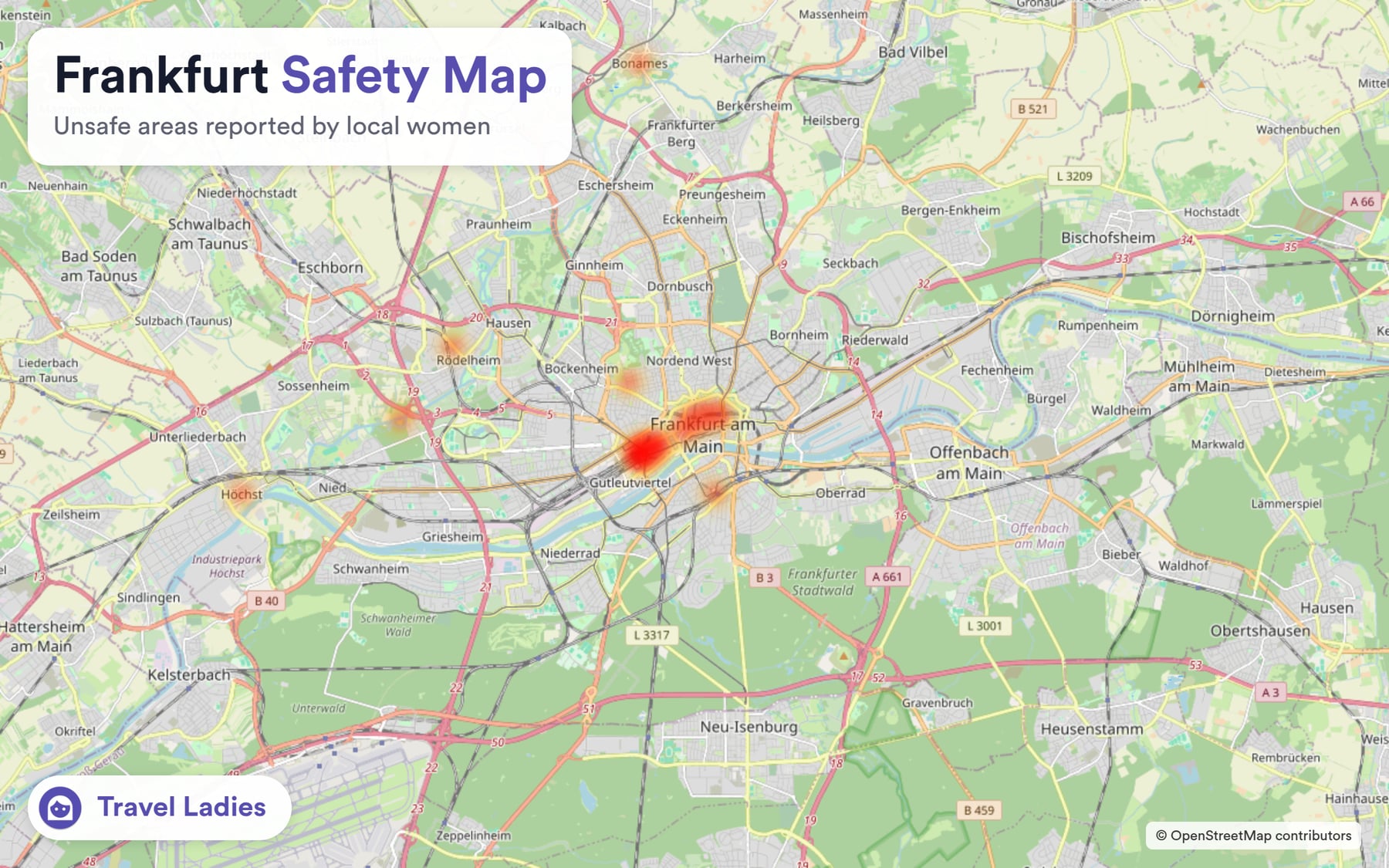 Frankfurt safety map: unsafe areas reported by local women